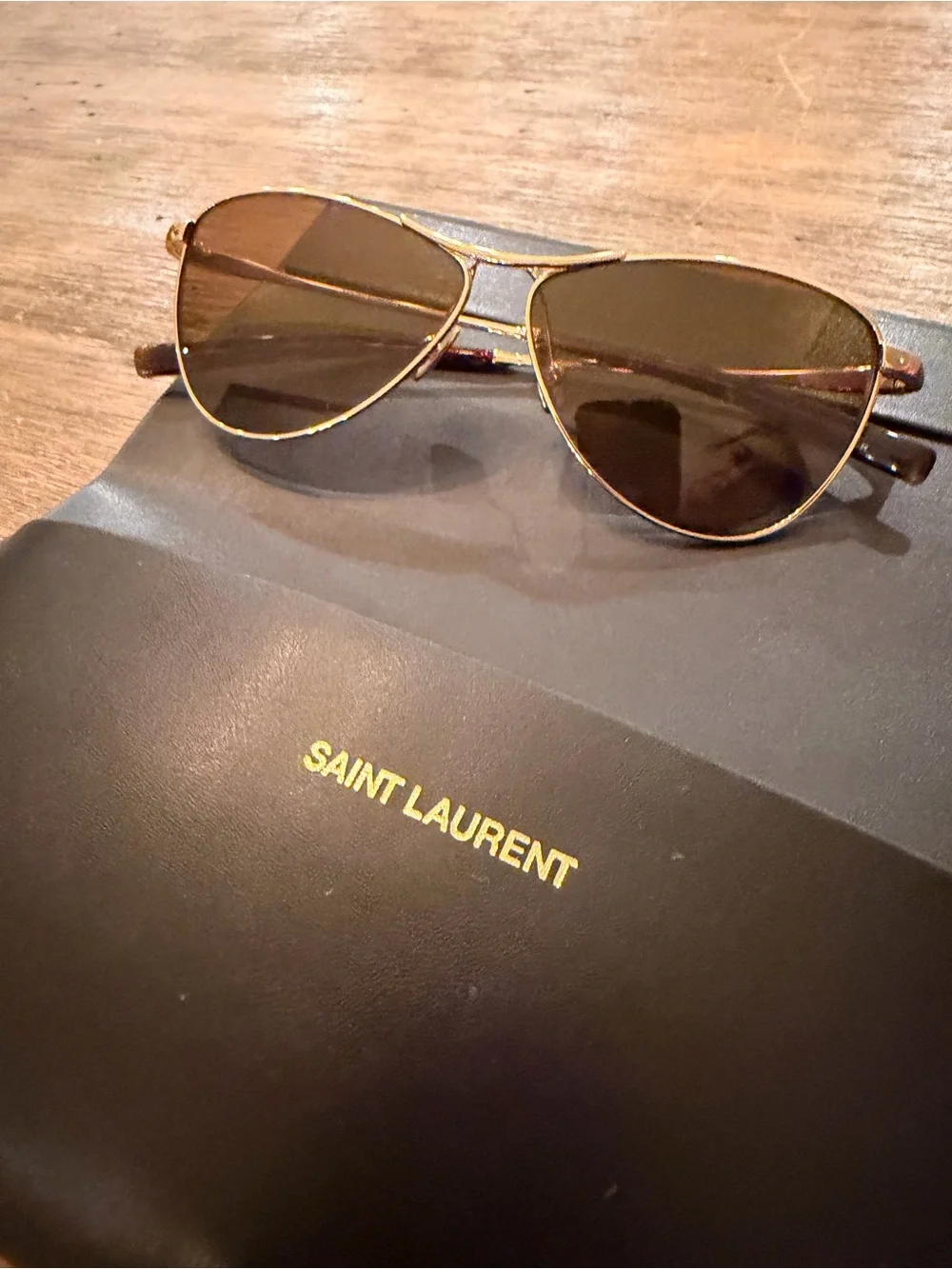 Saint Laurent SL 831 Vesper Sunglasses Brown with Gold Trim Case